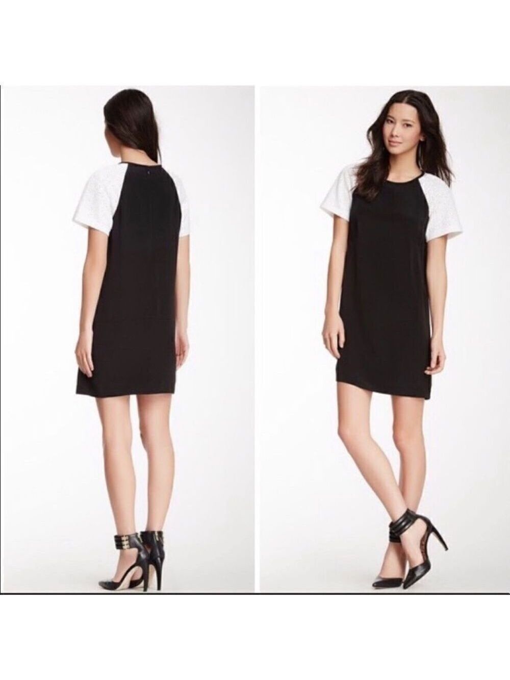 Tibi Carey Linen Silk Eyelet Sleeve Shift Dress